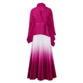 Dettaglio del top plissettato e gonna lunga sfumata in viola rosa raffinato - Taglia unica / Top E Pantaloni / Rosa Rosso