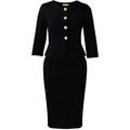 Détail d'un tailleur noir deux pièces avec taille à basque et boutons dorés - S / Noir