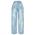 Hellblaue Wide-Leg-Jeans mit holografischer Silberbeschichtung und hohem Bund - S / Mehrfarbig Silber