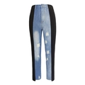 Jeans patchwork a vita alta snellenti con denim blu e pannelli neri - S / Blu/Nero