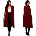 Voor- en achteraanzicht van lange bordeauxrode cape blazer met professionele pasvorm - 2XL / Bordeauxrood
