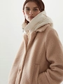 Beige Teddy-Fleece-Weste mit gesteppter Kapuze und geschichtetem Winter-Design - S/M / Beige