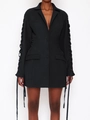 Schickes schwarzes Blazer-Kleid mit Schnürung, schmaler Taille und Gothic-Details - Schwarz