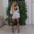 Sexy witte transparante tweedelige set met shirt met lange mouwen en hoge taille short - S / Wit