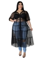 Vue détaillée de la robe en maille transparente noire à pois grande taille à volants - XL / Noir