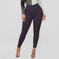 Slim fit high waisted stretch casual trousers for women in a deep purple finish - S / Black