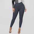 Women high waist slim fit dark grey leggings with elastic tummy control fabric - S / Navy Blue