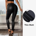 Slim fit high waist zwarte matte kunstlederen leggings met stretch en push-up effect - S / Mat Zwart Zonder Fleece