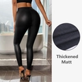 Dames high waist zwarte matte leren legging met dikke thermische fleece voering - Mat Zwart Dun Fleece / S