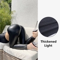 Women's black shiny faux leather leggings with warm thickened fleece lining - S / Shiny Black Thin Fleece