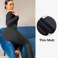 High waist thin matte black PU leather leggings set with tight fitting silhouette - S / Matte Black No Fleece