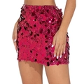 Funkelnder rosaroter Pailletten-Minirock mit großen metallischen runden Pailletten - S / Fuchsia
