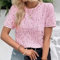 Schickes rosa Pailletten T-Shirt mit Rundhalsausschnitt für Freizeit und Partys - S / Rosa