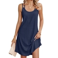 Elegant sleeveless dark blue summer dress with subtle geometric textures and slim fit design - S / Navy Blue