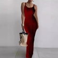 Elegant sleeveless dark red bodycon maxi dress with textured wavy pleats for women - S / Burgundy
