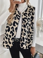 Damesvest met luipaardprint van imitatiebont met knoopsluiting en zwarte stoffen bies - S / Luipaardprint