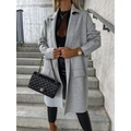 Elegante cappotto grigio in lana da donna con rever classico e chiusura monopetto chic - S / Grigio
