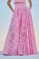 Set due pezzi rosa con crop top ricamato e gonna lunga ideale per vacanze estive - Gonna Rosa G280# / Taglia S
