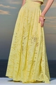 Completo gonna lunga a vita alta senza maniche da donna in pizzo sangallo giallo - Gonna Gialla G280# / Taglia S