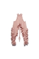 Dusty pink sleeveless chiffon ruffle top with layered design and elegant high neck style - Pink Top