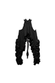 Chic black halter top with voluminous ruffles, elegant two-piece chiffon resort set - Black Top