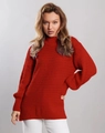 Gros plan sur le pull en maille gaufrée rouge avec poignets côtelés et texture douce - S / Rouge