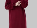 Elegante dieprode gebreide maxi-jurk met lange mouwen en geribbelde manchetten - S / Bordeauxrood