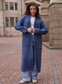 Dettaglio del cardigan in maglia blu scuro con grandi tasche applicate - S / Blu