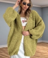 Détail d'un gilet en maille vert doux à manches longues avec texture mohair pelucheuse - S / Vert Matcha