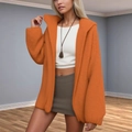 Cardigan in maglia arancione da donna con collo ampio e comode maniche lunghe - S / Arancione