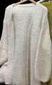 Gilet en maille blanc crème à texture épaisse et manches lanternes confortables - S / Abricot
