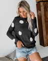 Detalle de jersey de punto gris oscuro con lunares blancos y puños acanalados - Negro