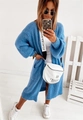 Λεπτομέρεια μπλε oversized ζακέτα με χοντρή πλέξη, μάλλινη υφή και πλαϊνές τσέπες - S / Γαλάζιο