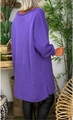 Maglione in maglia grossa viola brillante oversize con spaccchi laterali e vestibilità - M / Viola