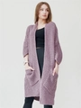 Cardigan oversize viola da donna con scollo a V e ampie tasche laterali - S / Viola Chiaro