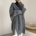 Cárdigan gris de punto trenzado oversize para mujer con un estilo holgado y cómodo - Talla única / Gris