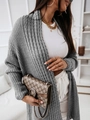 Cardigan da donna in maglia grigia casual morbida con design aperto e orlo irregolare - S / Grigio chiaro