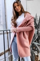 Detailaufnahme der rosa Strickjacke mit Rippbündchen und weicher Wolltextur für Damen - S / Rosa