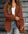 Damen Oversize Strickjacke mit Laternenärmeln in Rostbraun für den Herbst - S / Kaffeebraun