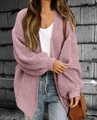 Rosa Oversized-Strickjacke mit Laternenärmeln und strukturierter Grobstrick-Optik - S / Rosa