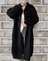 Lungo cardigan nero in maglia con bottoni e tasche in stile casual rilassato per autunno - Taglia unica / Nero