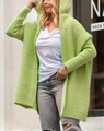 Detail of light green hooded knit cardigan with batwing sleeves and spliced back design - S / Fruit Green