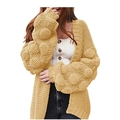 Senfgelber Popcorn-Strickcardigan mit Oversize-Passform und dicker Noppenstruktur - S / Gelb