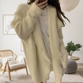 Chic cream oversized knit cardigan with stylish tassel trim and soft dropped shoulders - One Size / Off-white