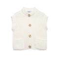 Off-white knit vest for women with four gold buttons and symmetrical front pockets - White