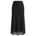 Detail of the high waist double-layer black mesh skirt with semi-transparent fishtail hem - S / Black