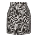 Mini-jupe zébrée en faux daim à taille haute avec coupe ajustée et silhouette trapèze - Imprimé Zèbre Blanc