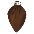 Dettaglio del top a bandana in raso marrone scuro con elegante scollatura arricciata e seta - M / Cioccolato