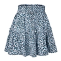 Detail van luipaardprint minirok met elastische taille, trekkoord en zilveren bedels - S / Blauw Luipaard
