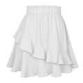 Detail of white ruffle mini skirt showing layered frills and elastic high waistband texture - S / White